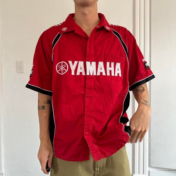 Vintage Y2K Yamaha Racing BMX Moto Button Up Work Shirt - Picture 2 of 8